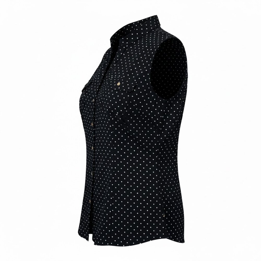 Notations Sleeveless  button down with white polka dots  Size XL - Picture 3 of 7